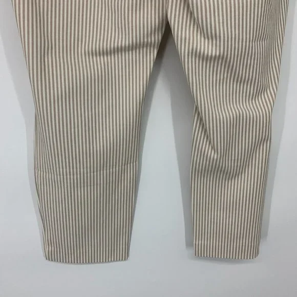 A New Day Pants High Rise Slim Fit Ankle Beige White Stripe NWT - Picture 11 of 12